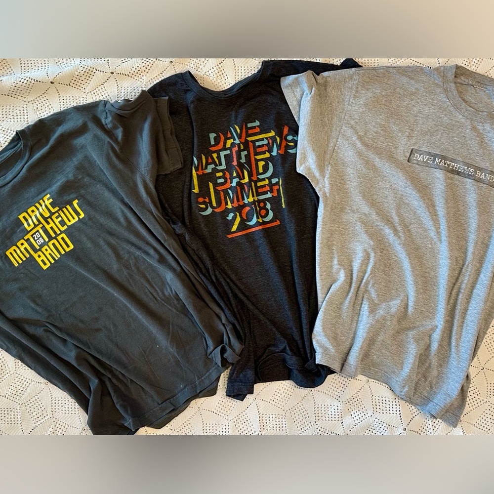 Vintage Dave Mathews Band Tour Tshirt Lot SzXL 2002/2006/2018 Light Dark Grey